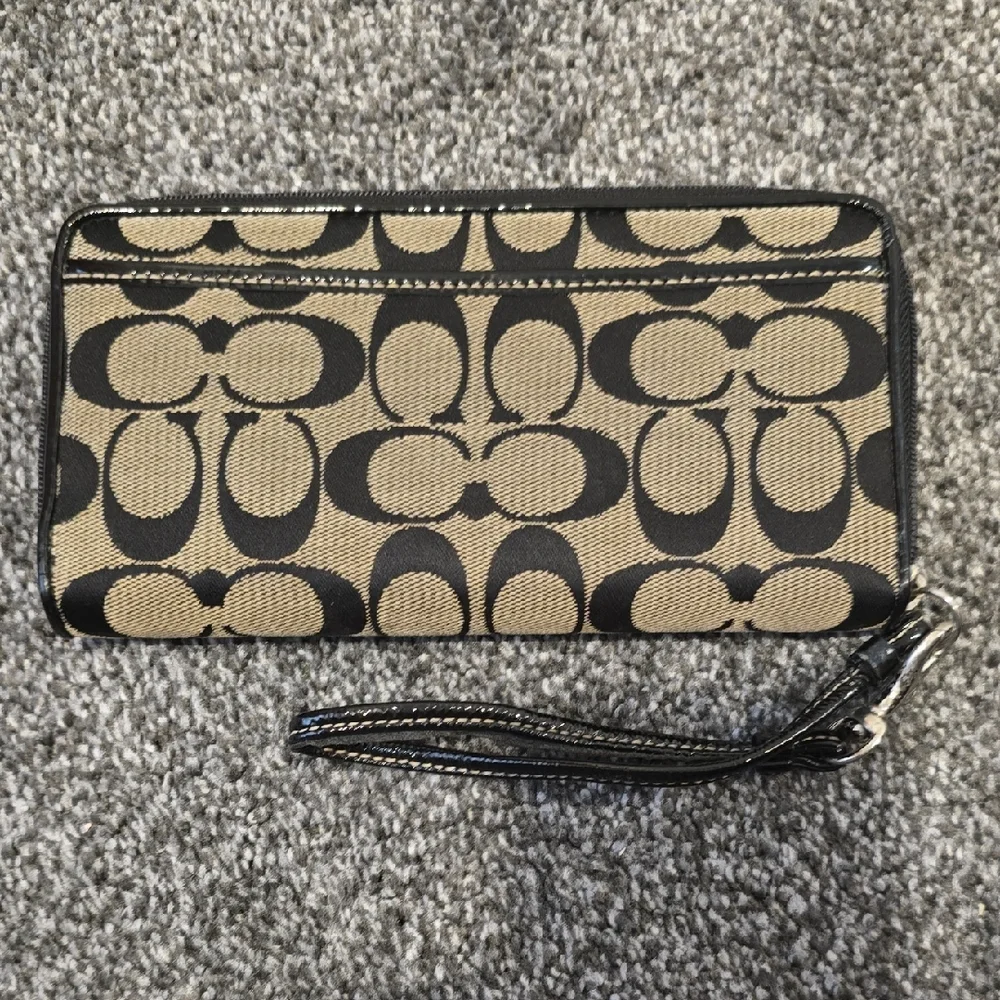 Coach Black and Tan Wristlet Wallet - Picture 2 of 3